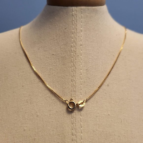 16" 14K Gold Box Chain Necklace with 14K Gold "Blessing" Character Pendant - Picture 6 of 9